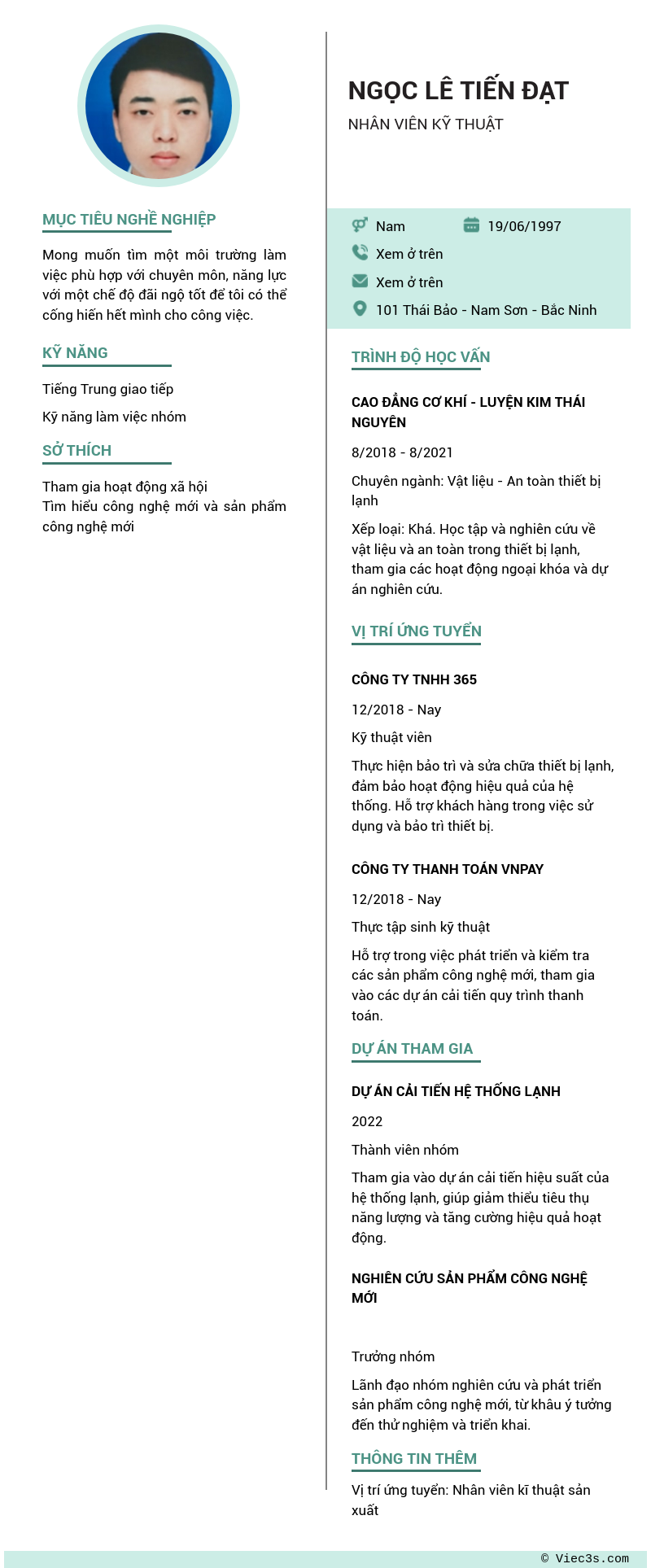 CV ứng viên