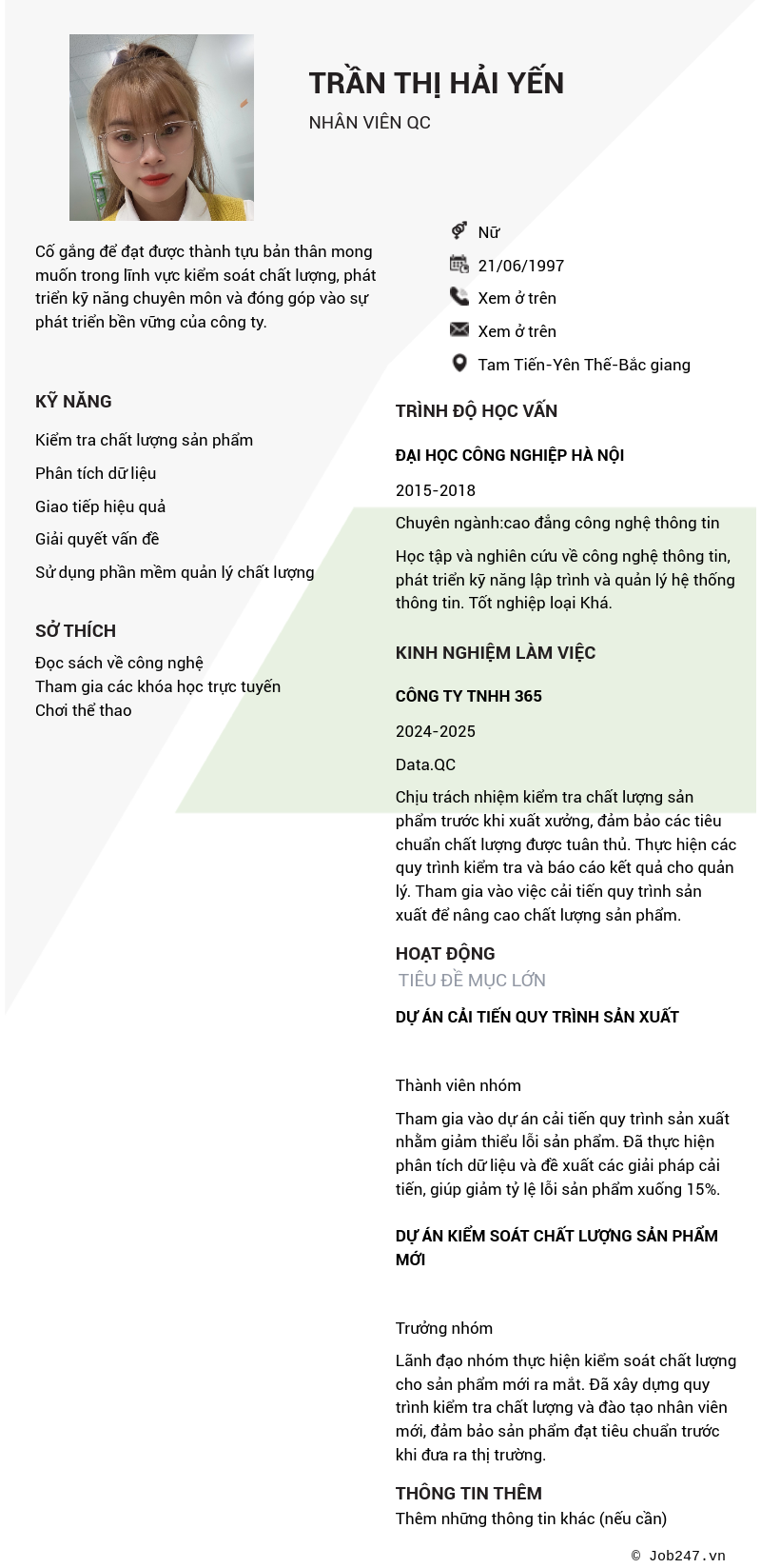 CV ứng viên