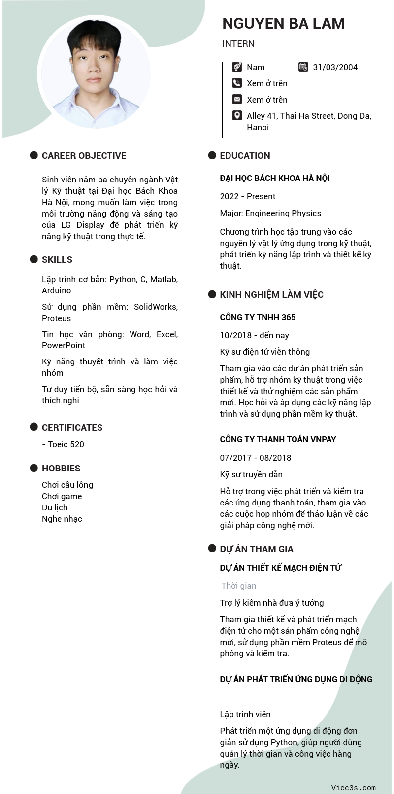 CV ứng viên