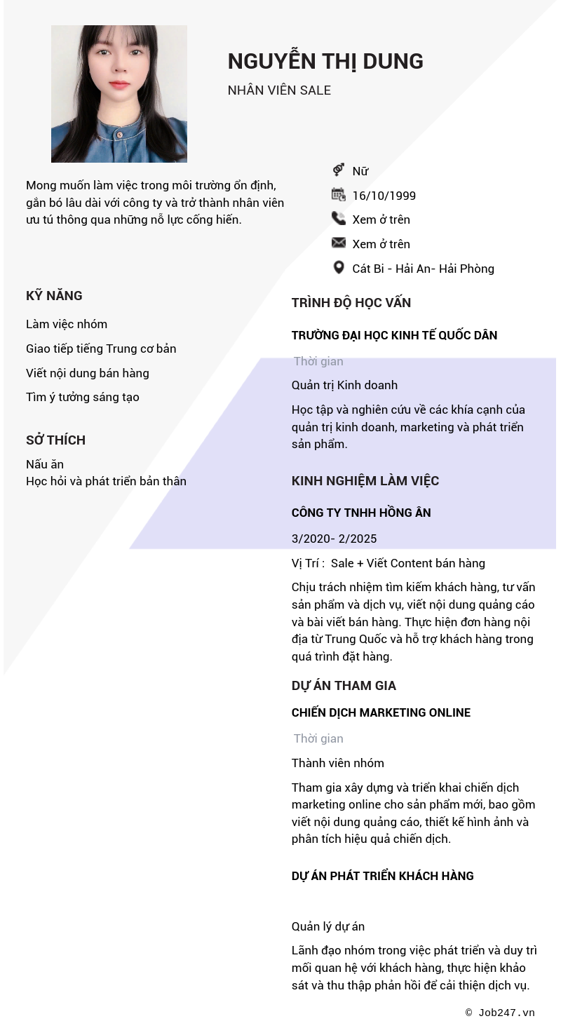 CV ứng viên