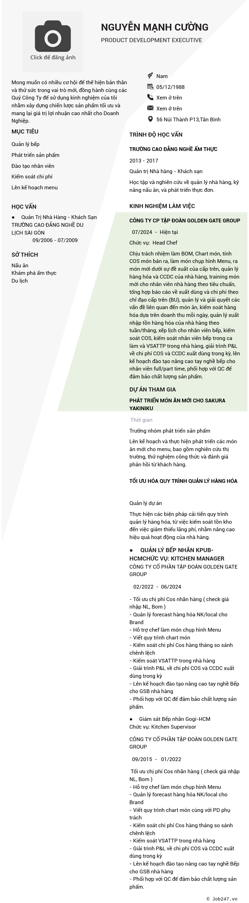 CV ứng viên