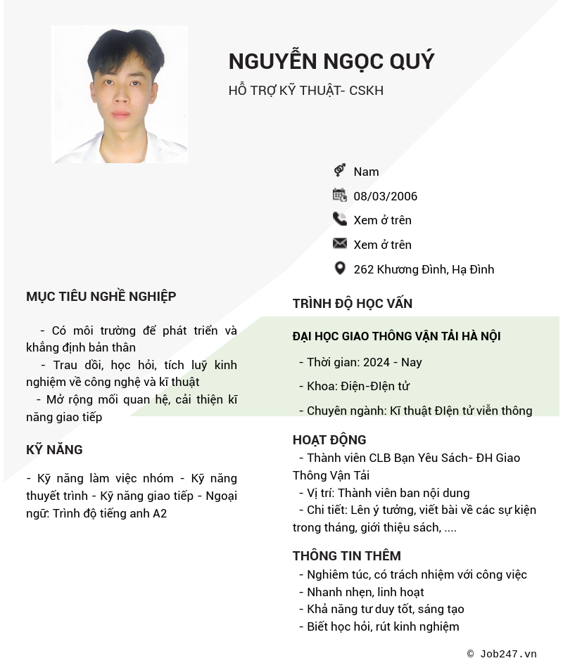 CV ứng viên