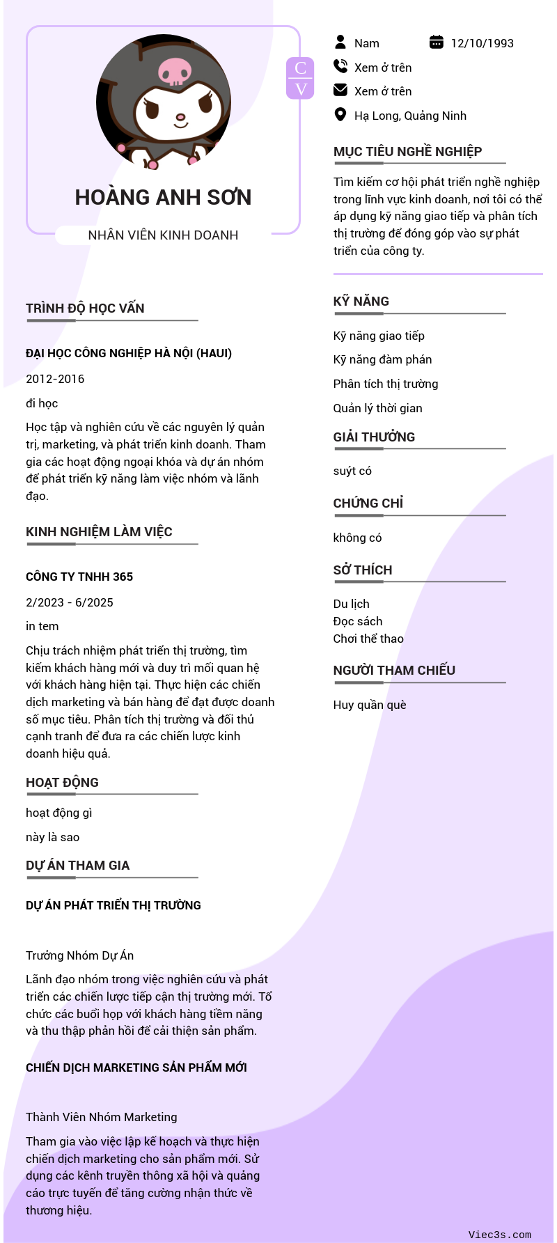CV ứng viên