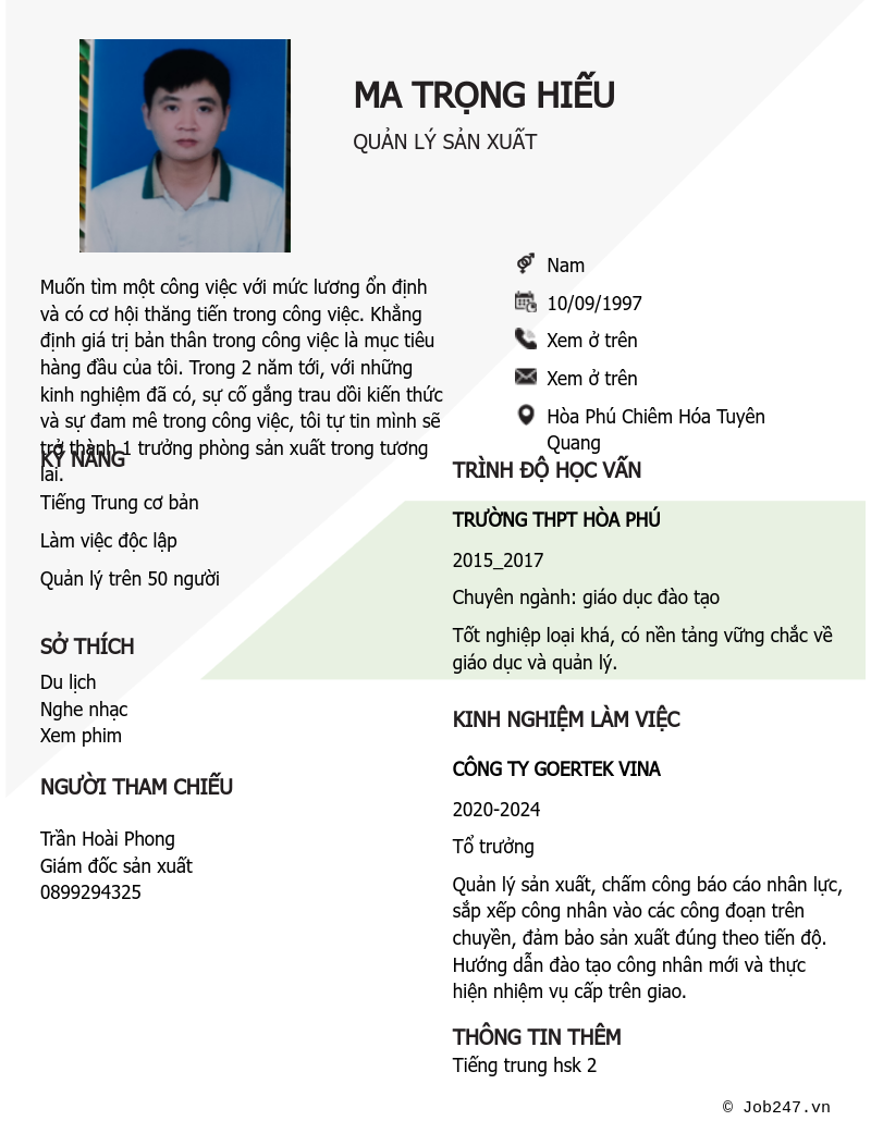 CV ứng viên