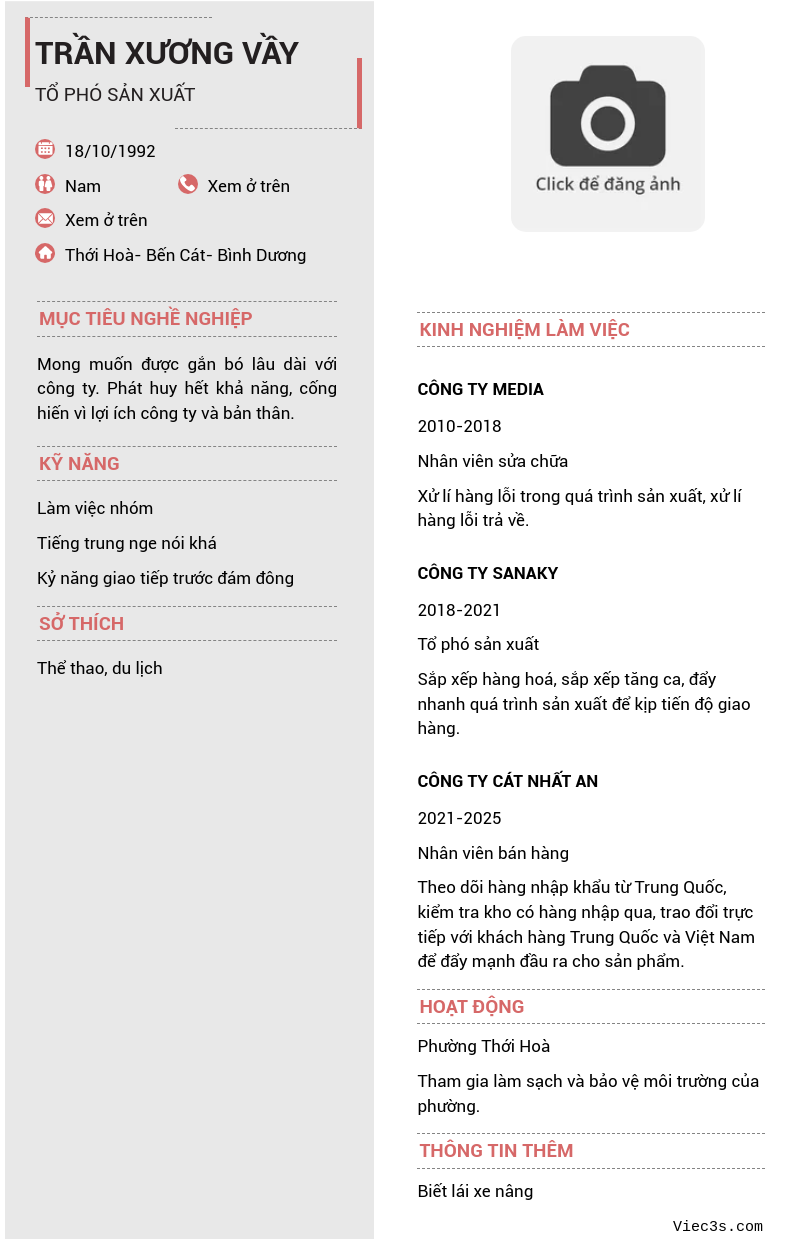 CV ứng viên