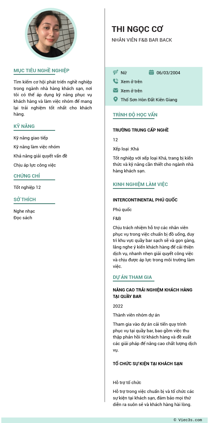 CV ứng viên