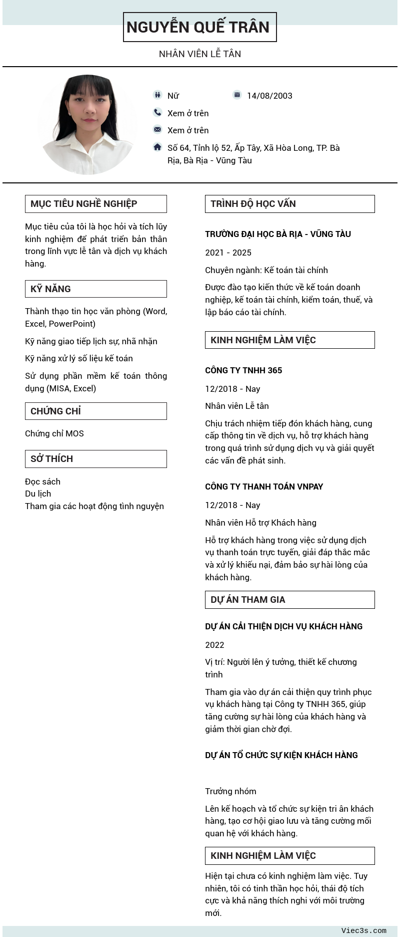 CV ứng viên