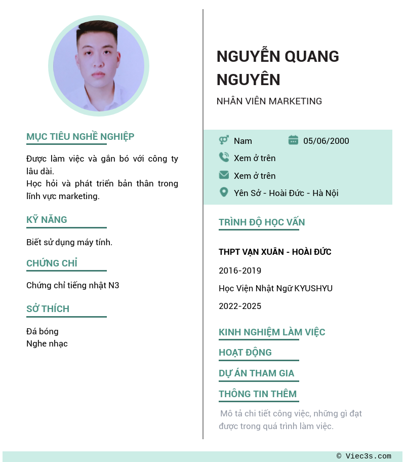 CV ứng viên