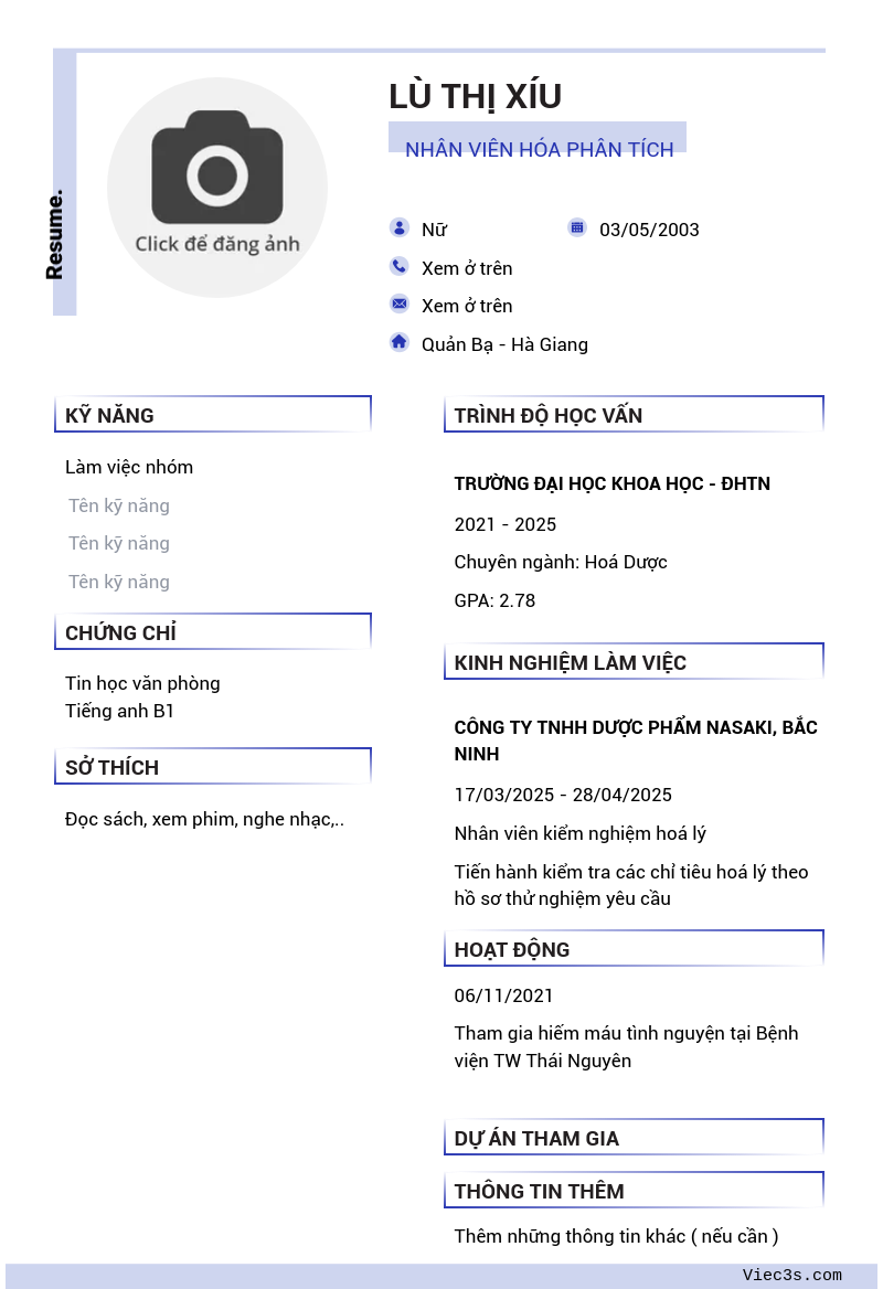 CV ứng viên