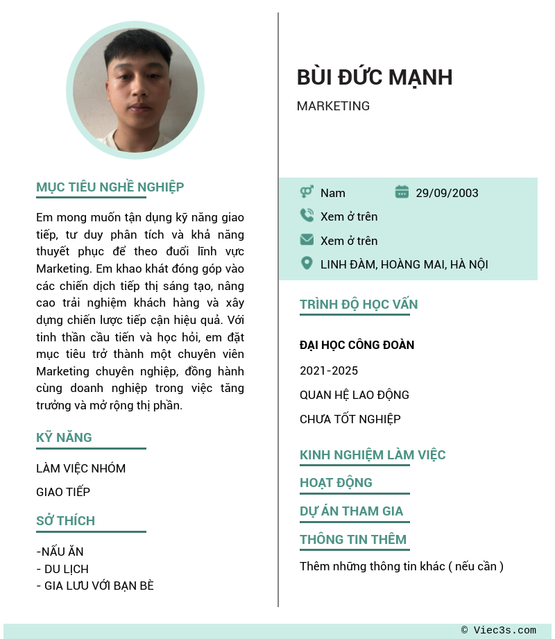 CV ứng viên