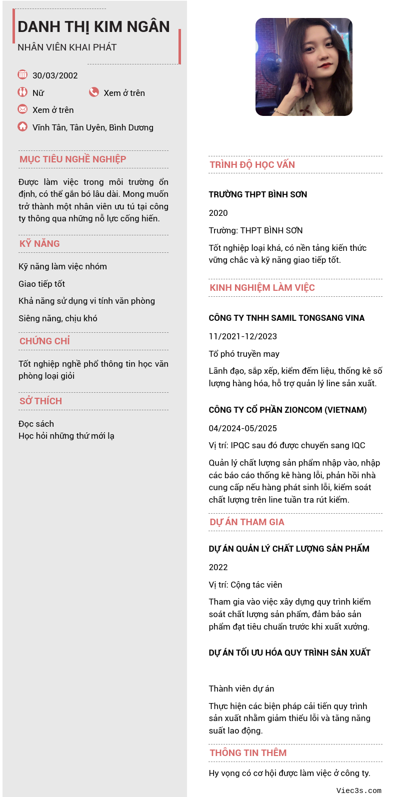 CV ứng viên