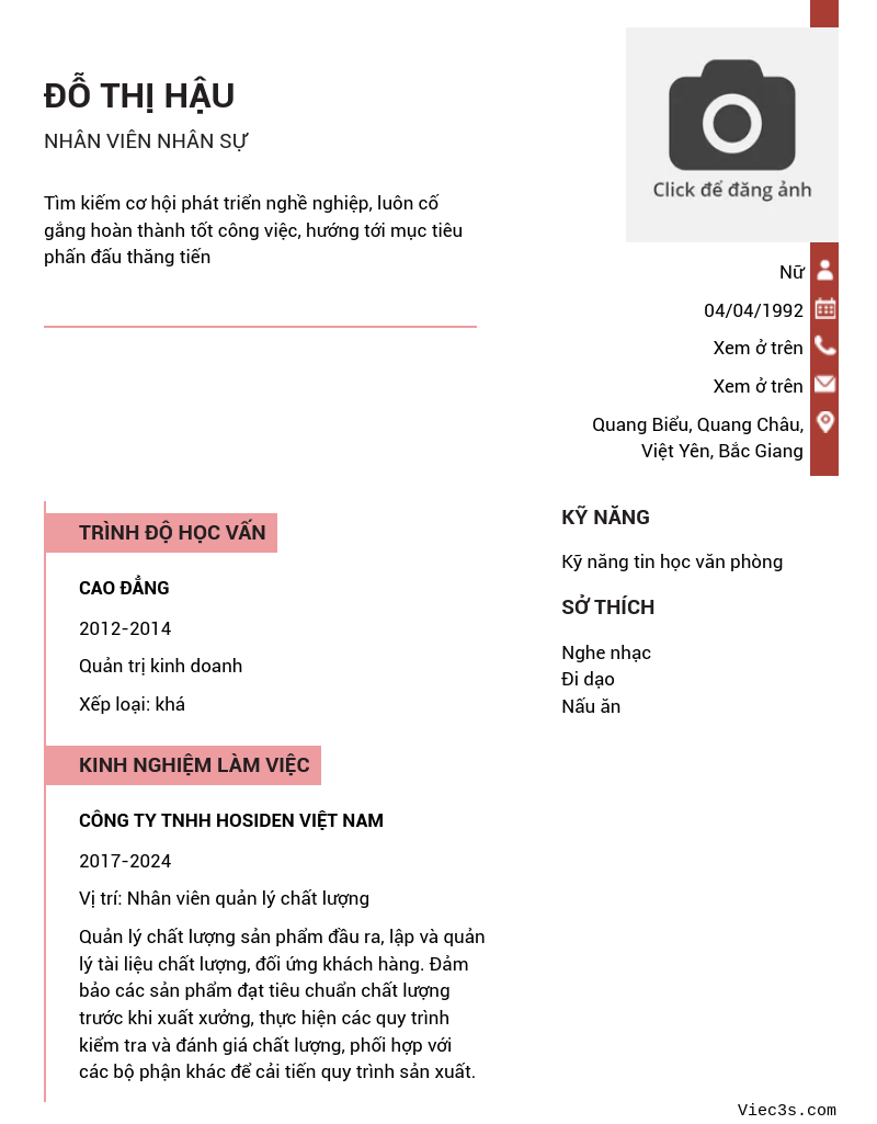 CV ứng viên