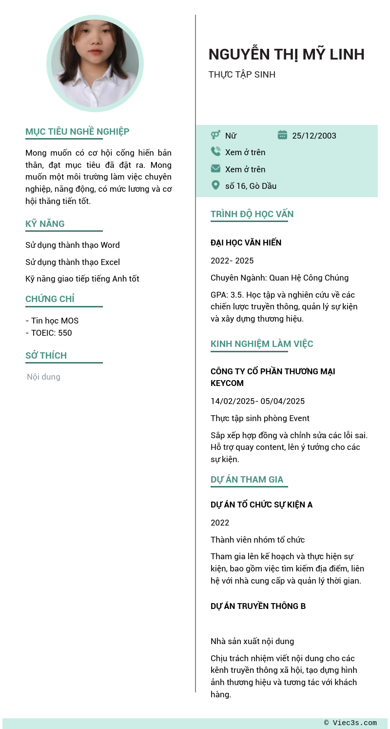 CV ứng viên