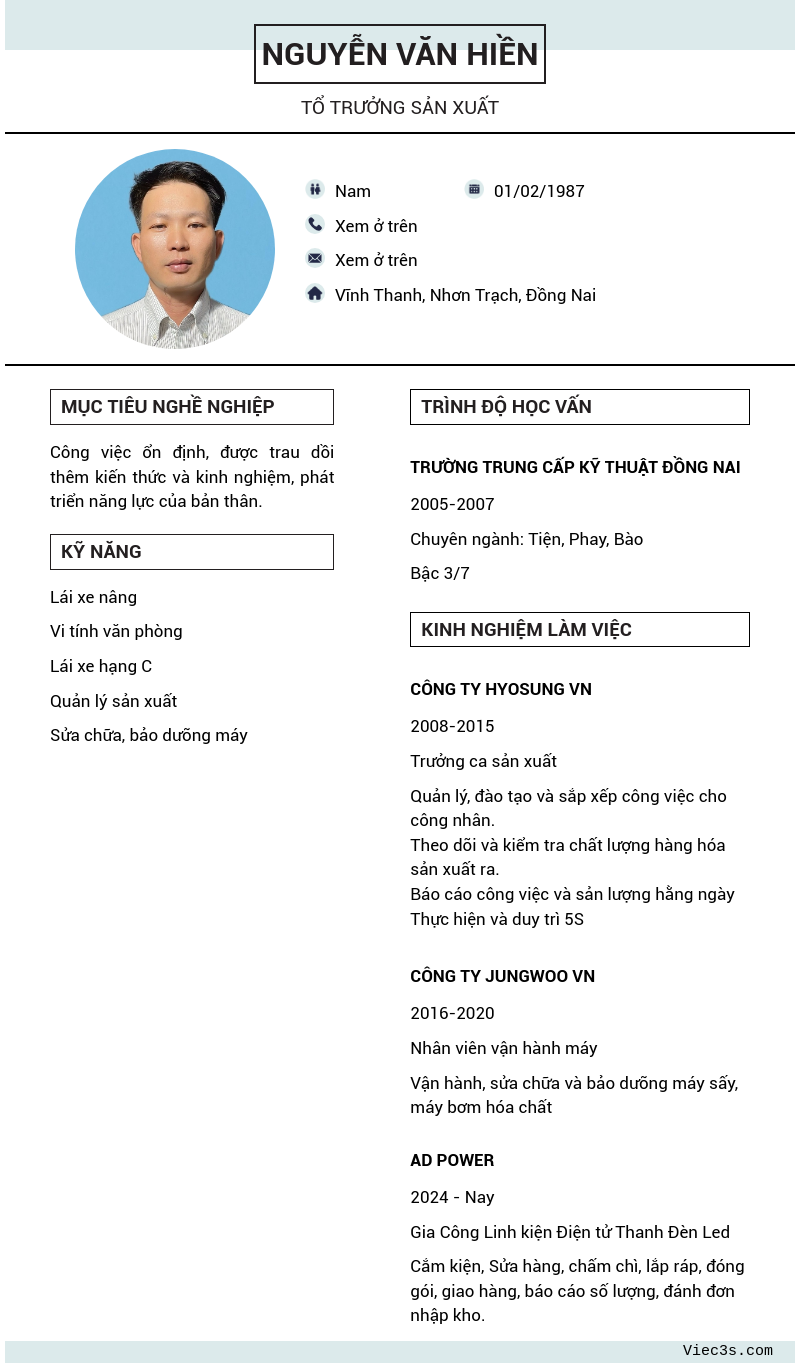 CV ứng viên