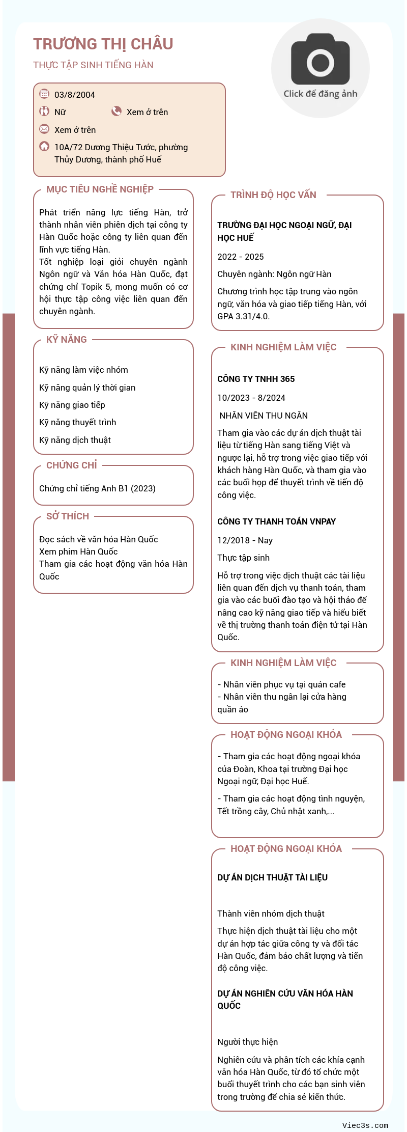 CV ứng viên