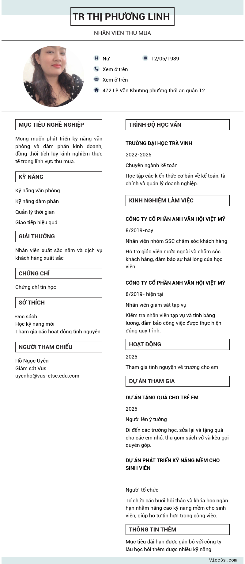 CV ứng viên