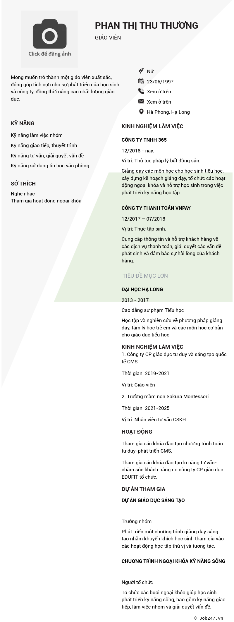 CV ứng viên