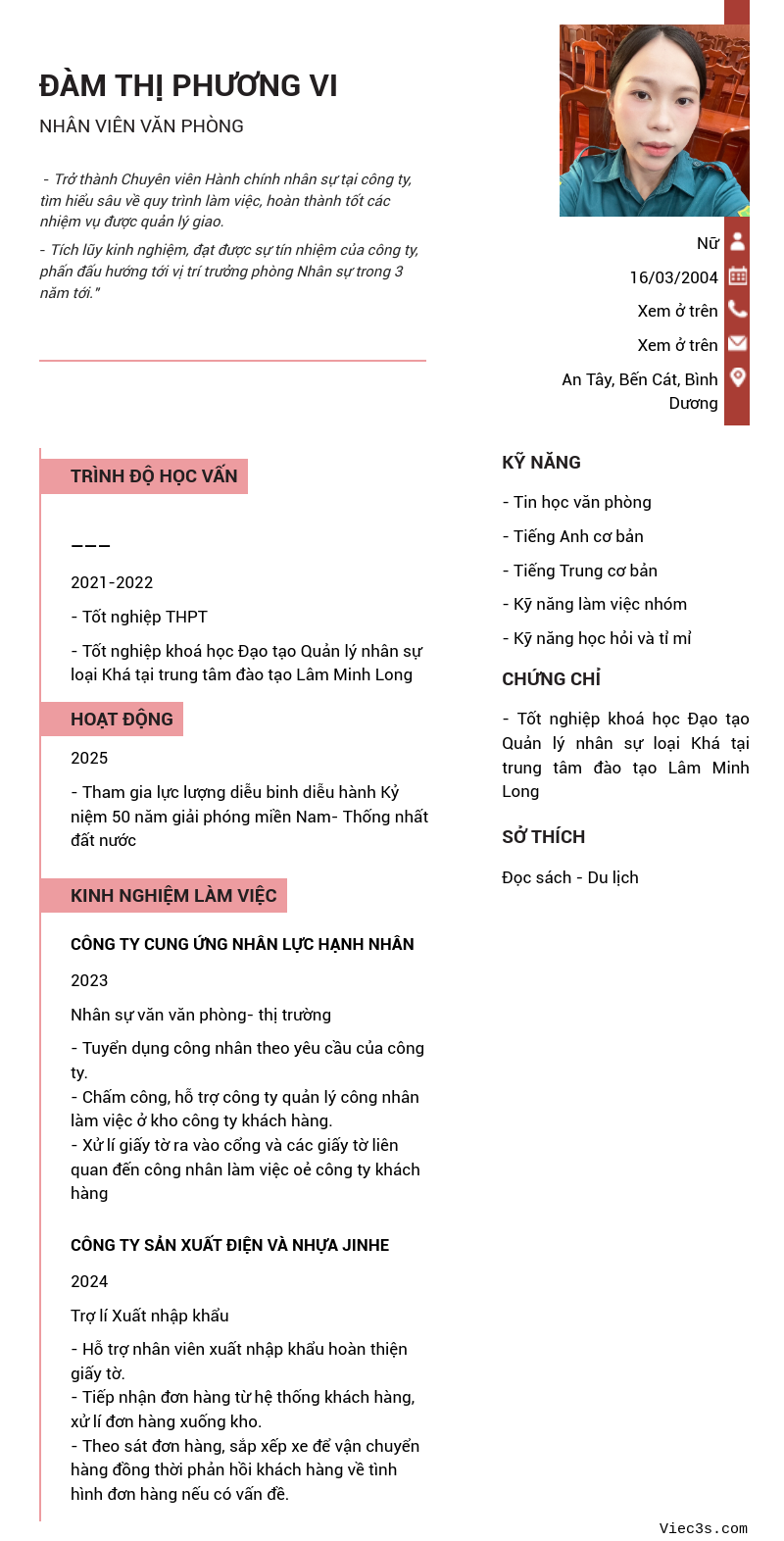 CV ứng viên