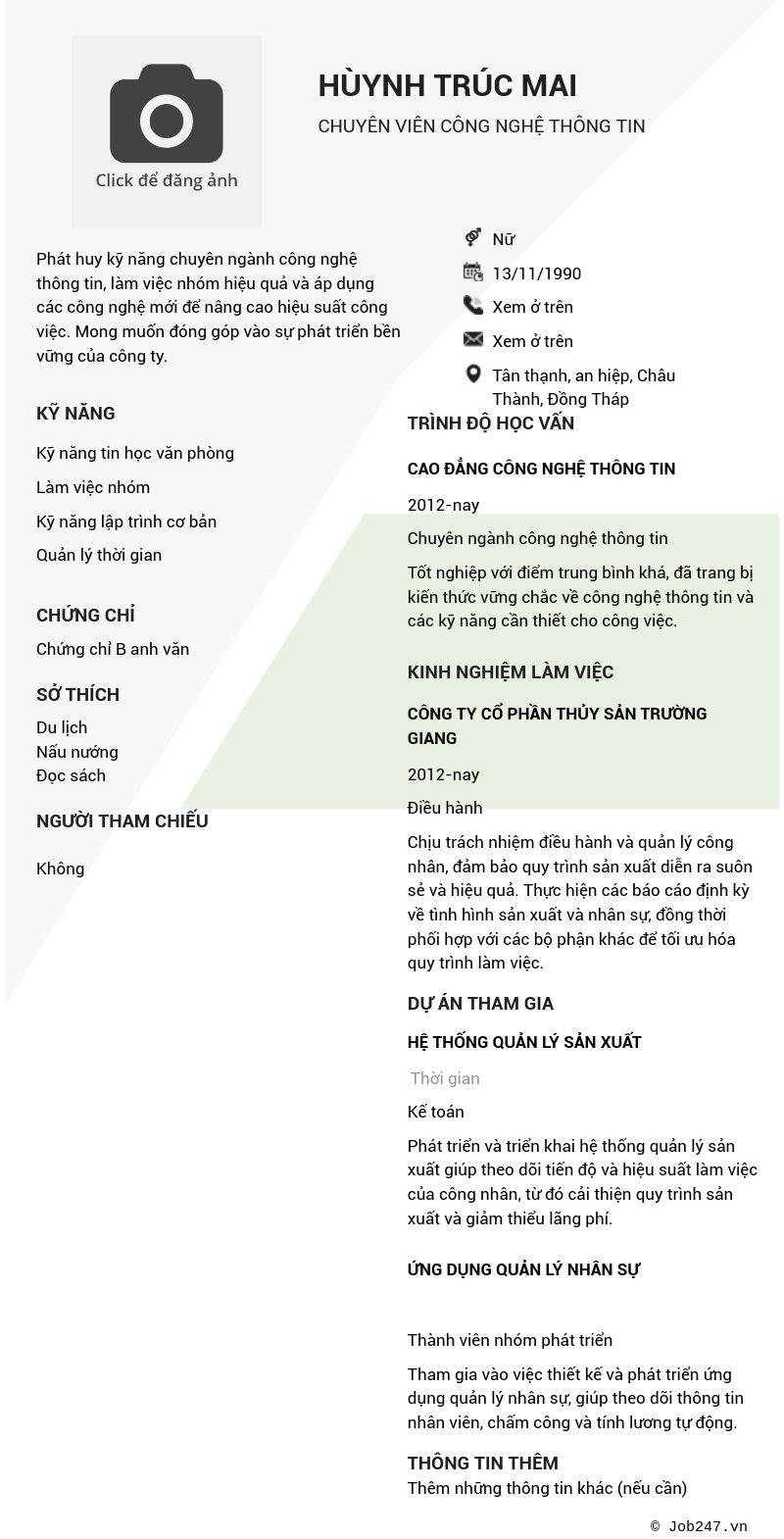 CV ứng viên