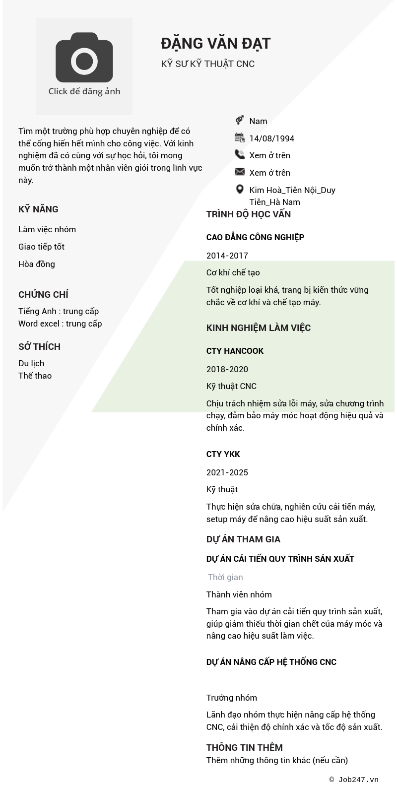 CV ứng viên