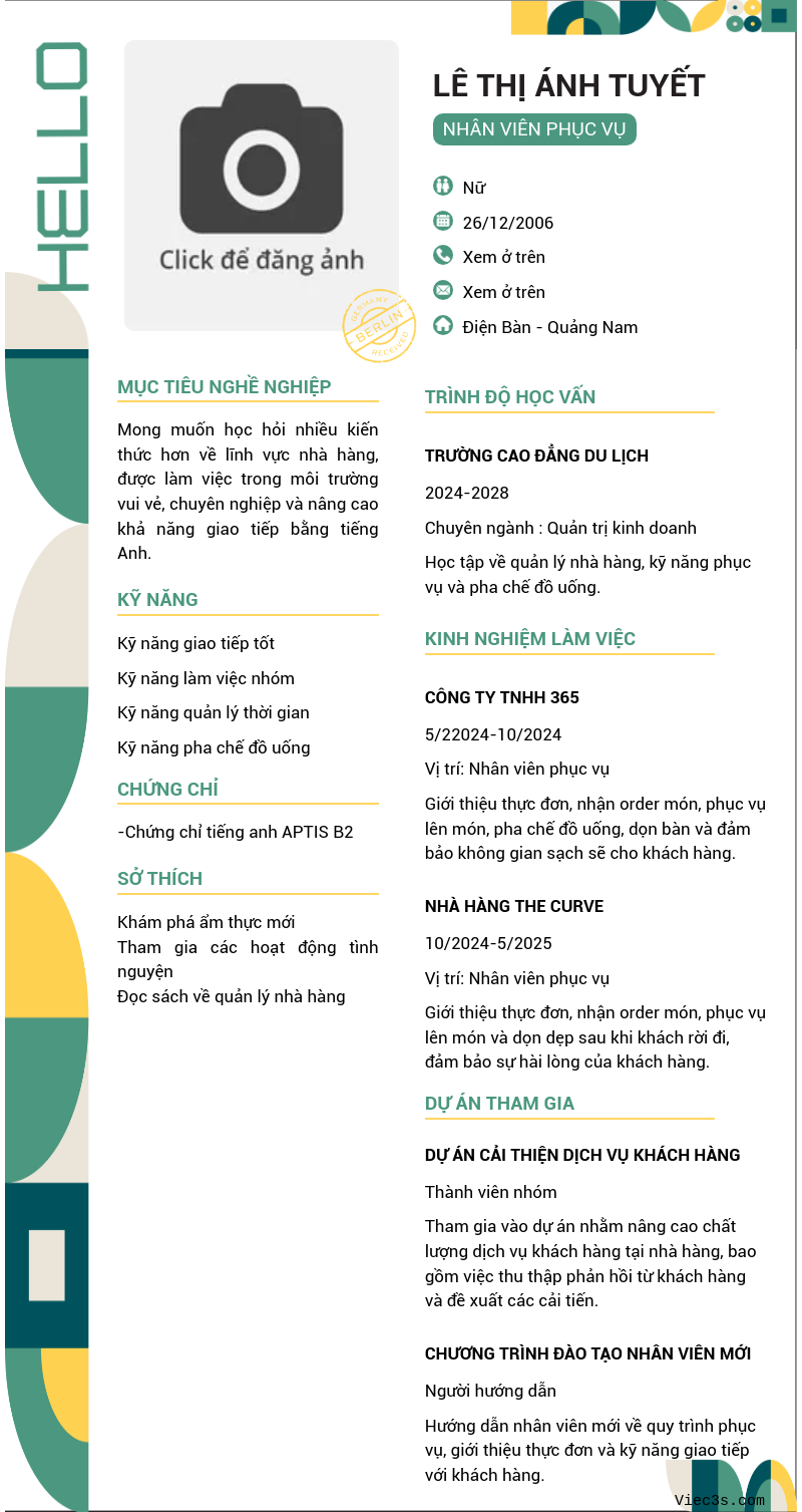 CV ứng viên