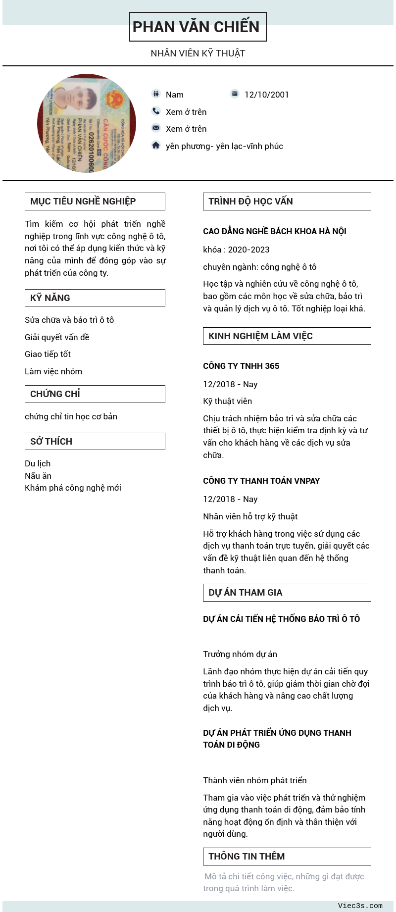 CV ứng viên