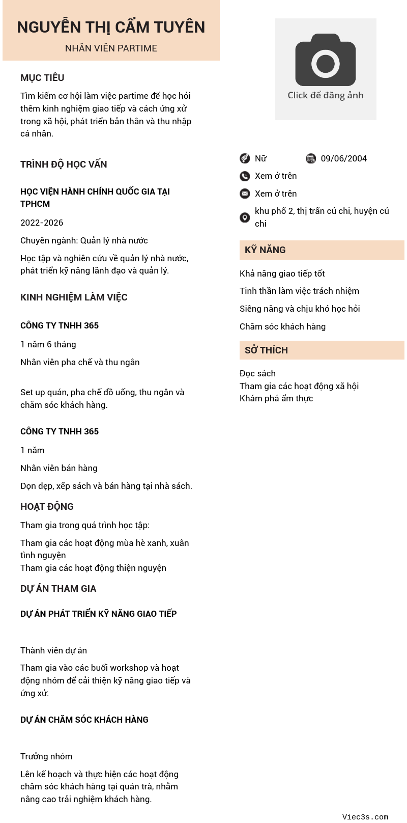 CV ứng viên