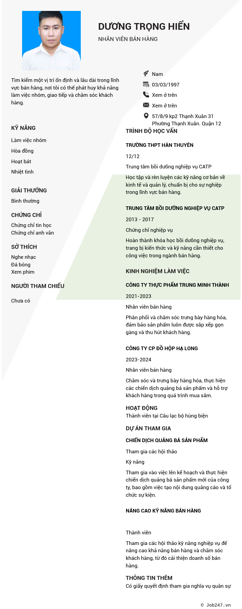 CV ứng viên