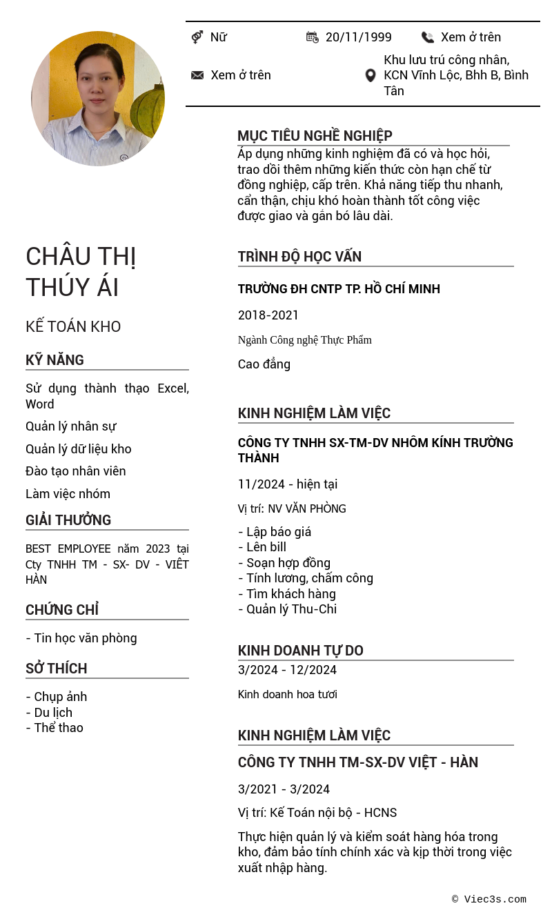 CV ứng viên