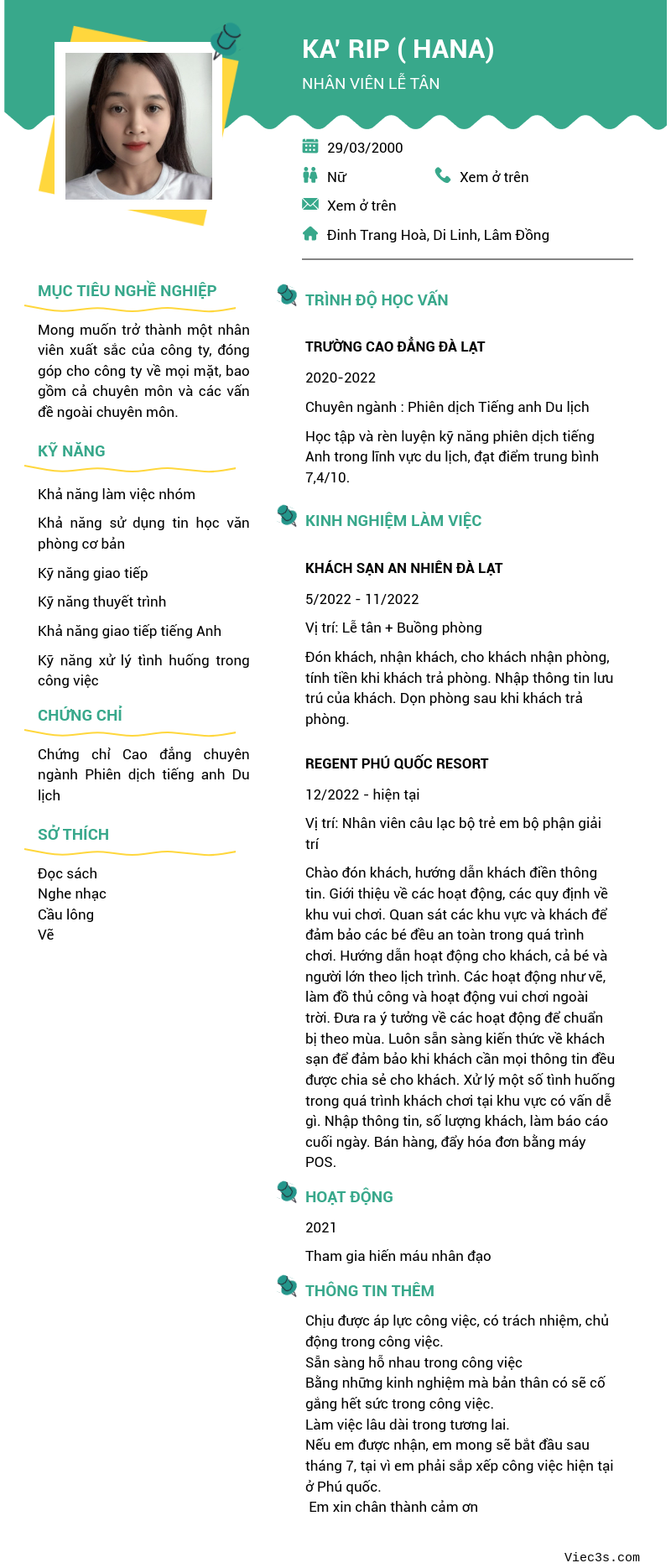 CV ứng viên