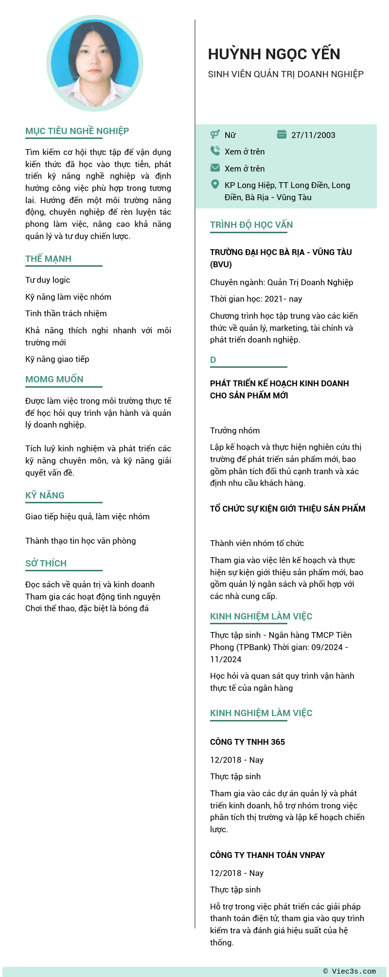 CV ứng viên