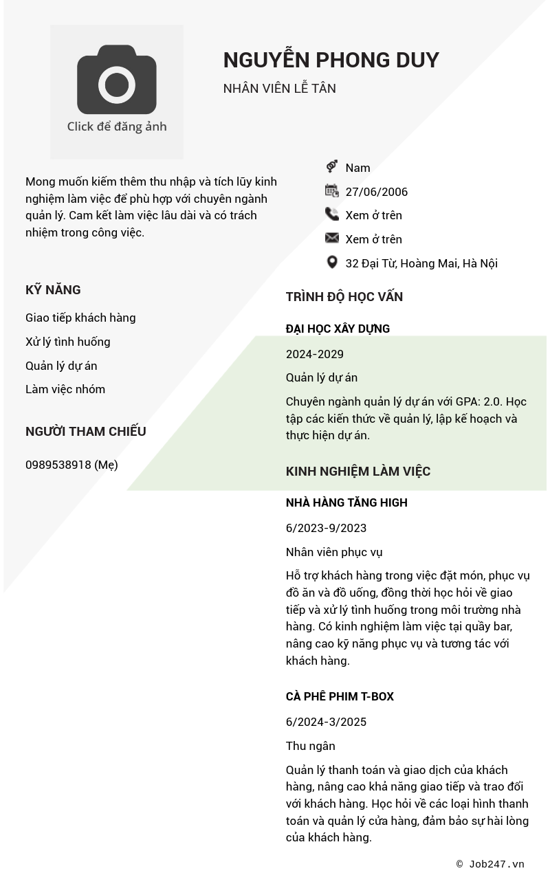CV ứng viên