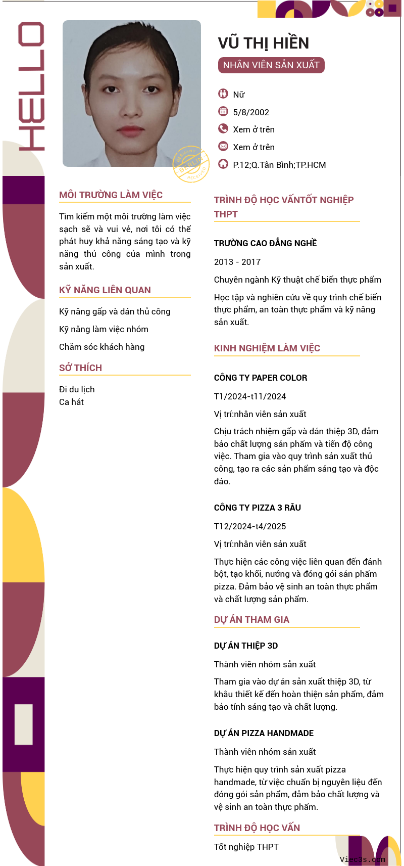CV ứng viên