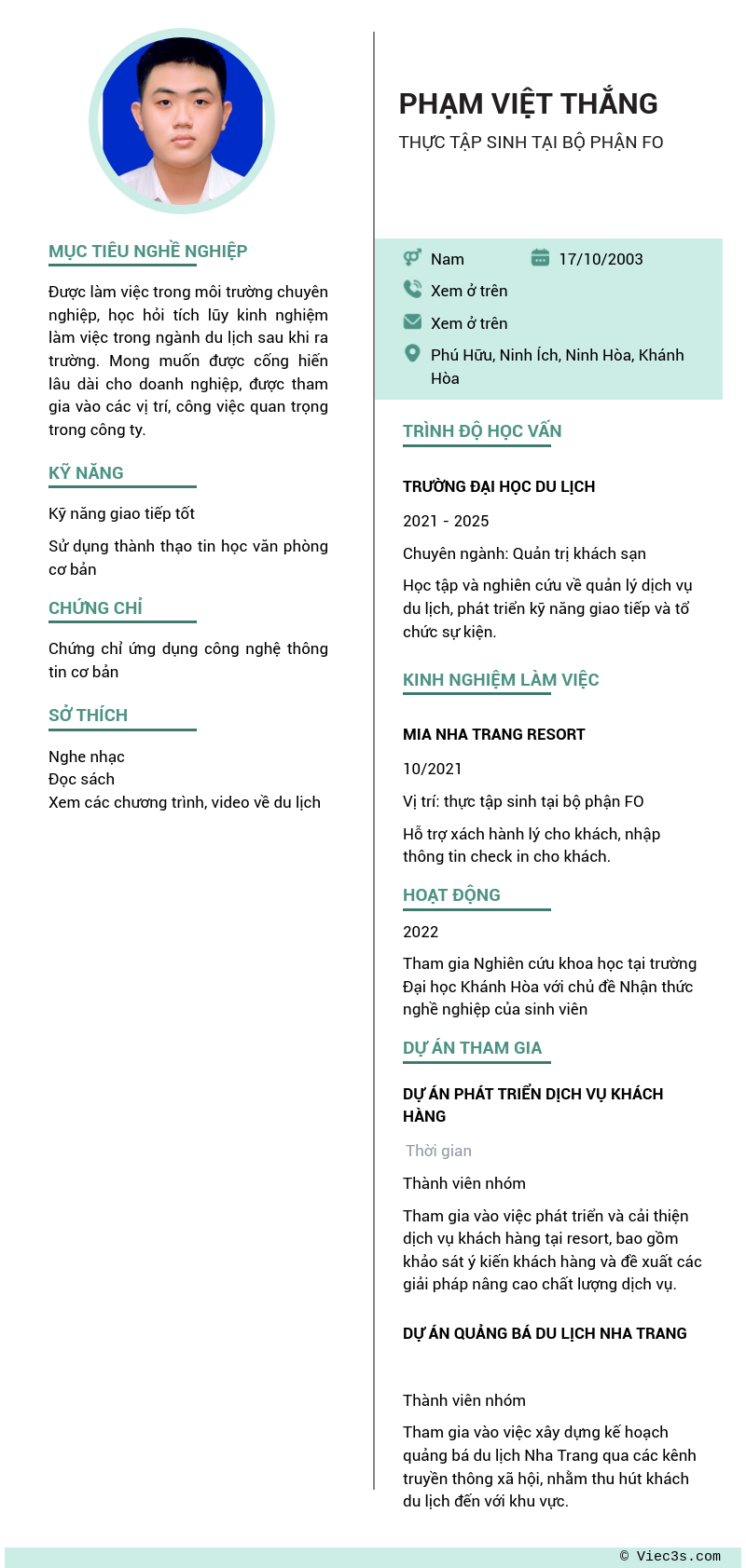 CV ứng viên