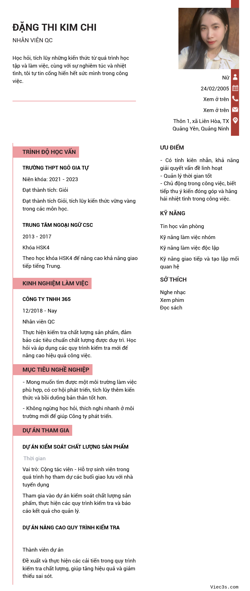 CV ứng viên