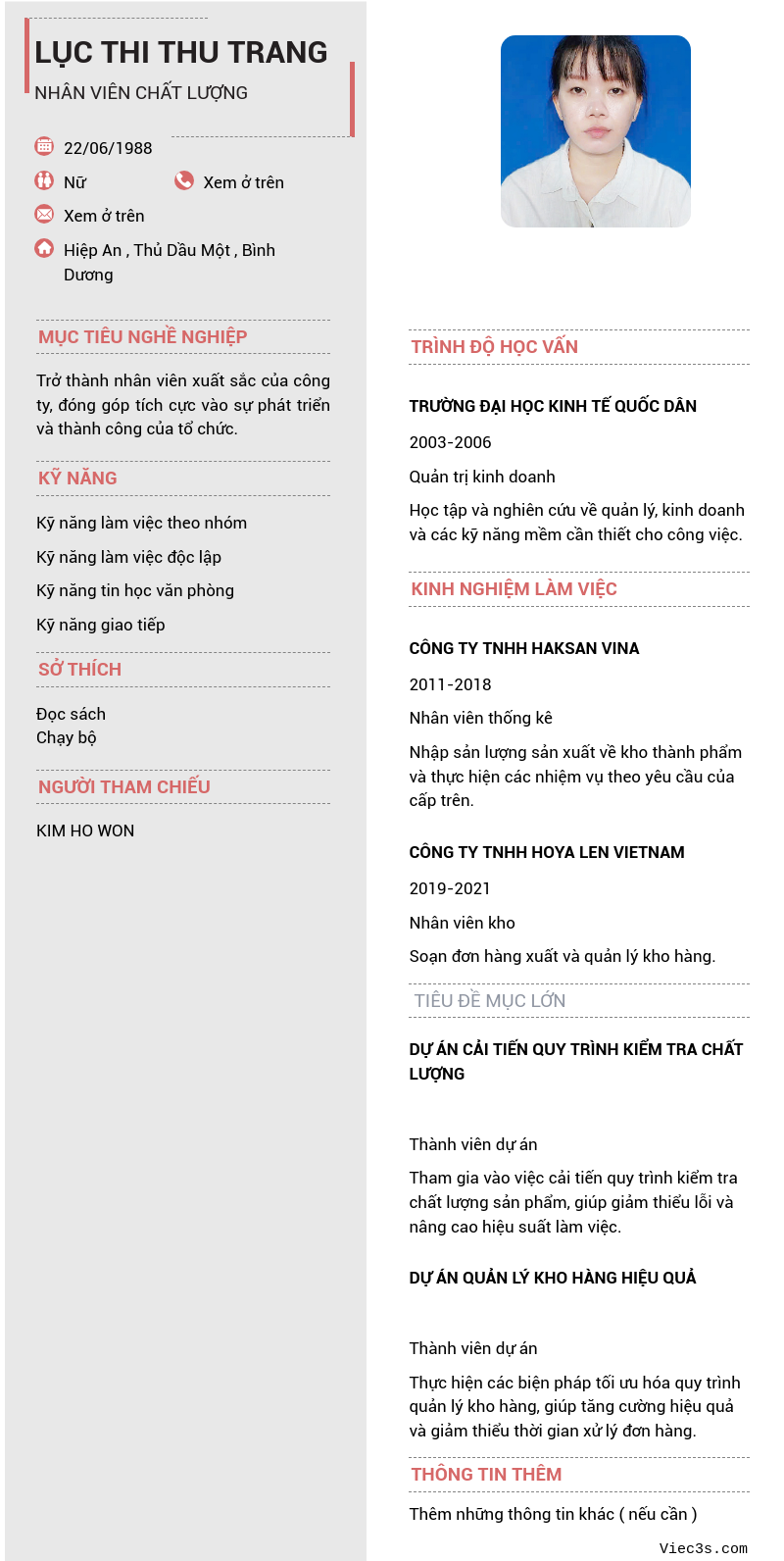 CV ứng viên