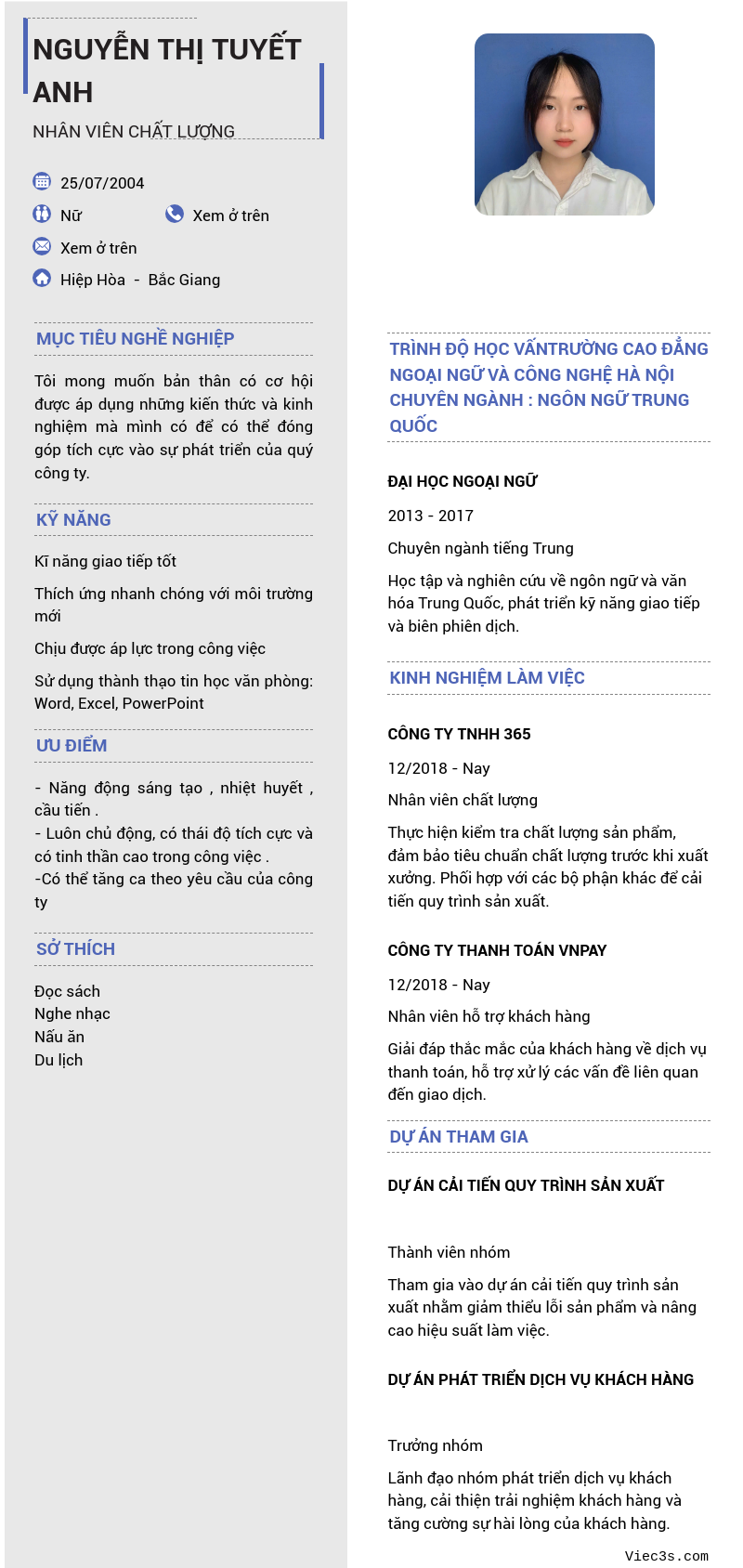 CV ứng viên