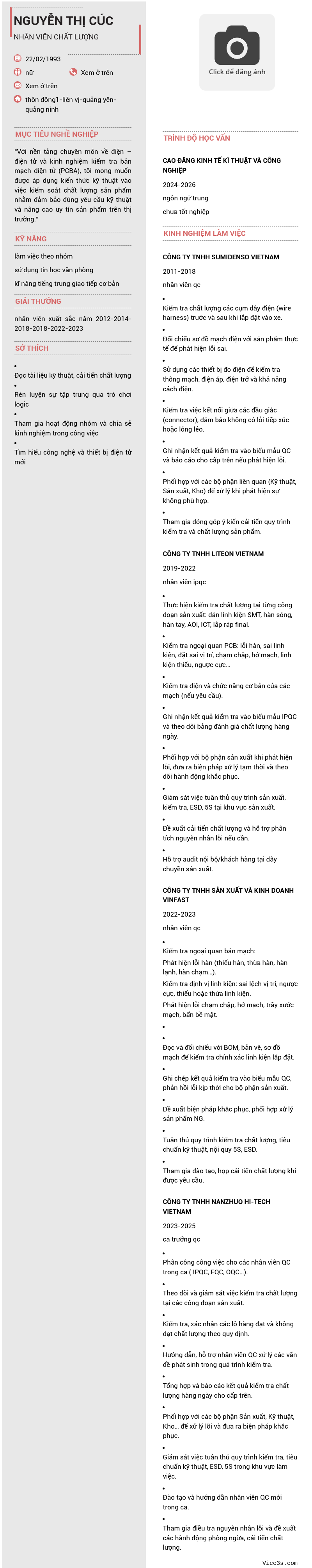 CV ứng viên