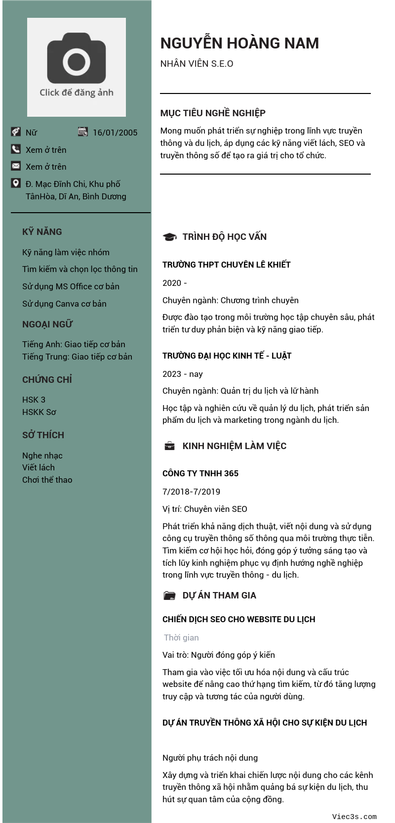 CV ứng viên