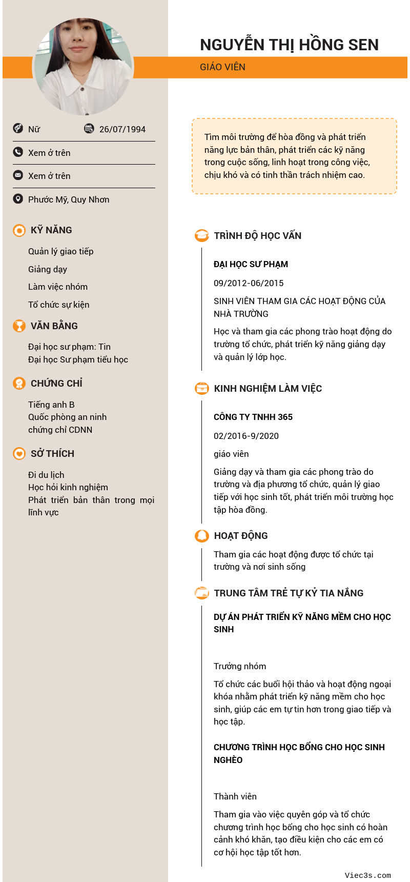 CV ứng viên