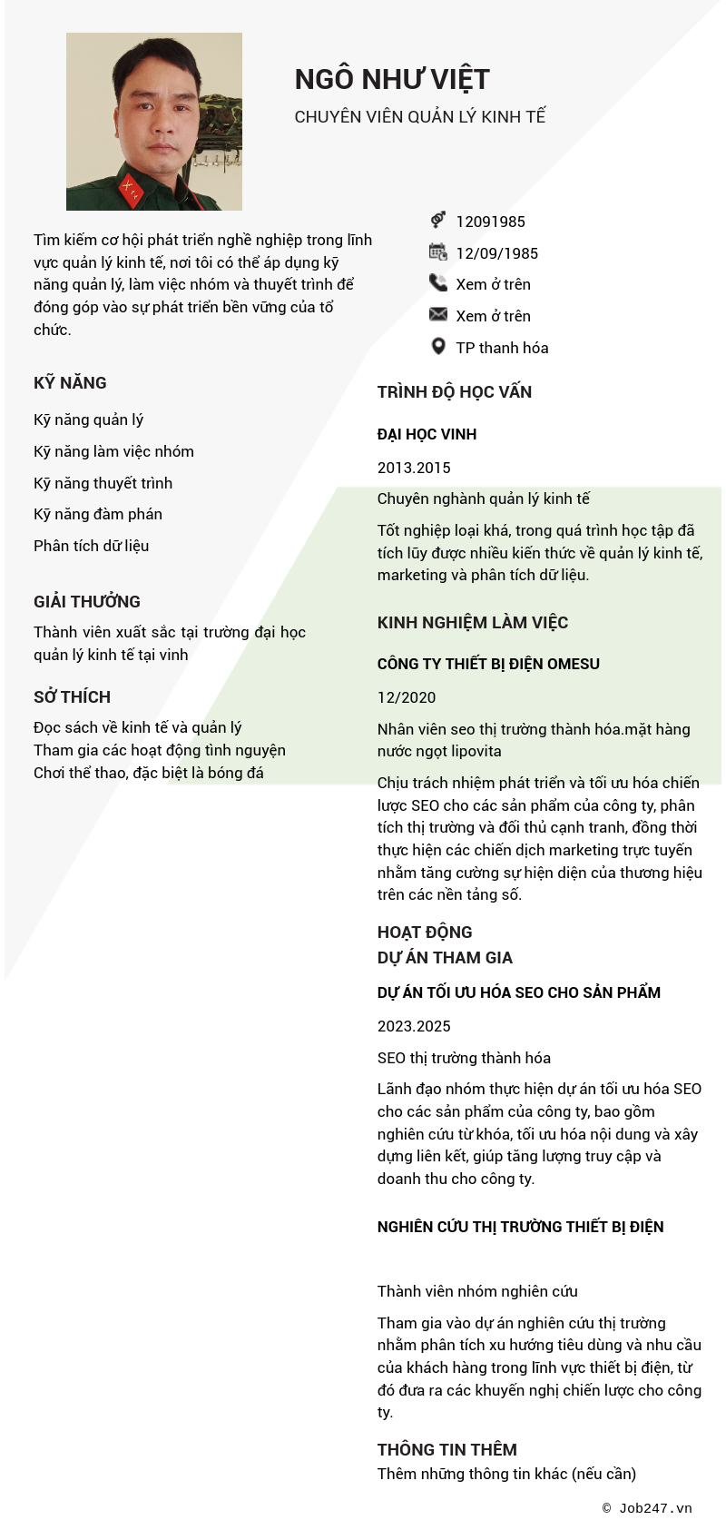CV ứng viên