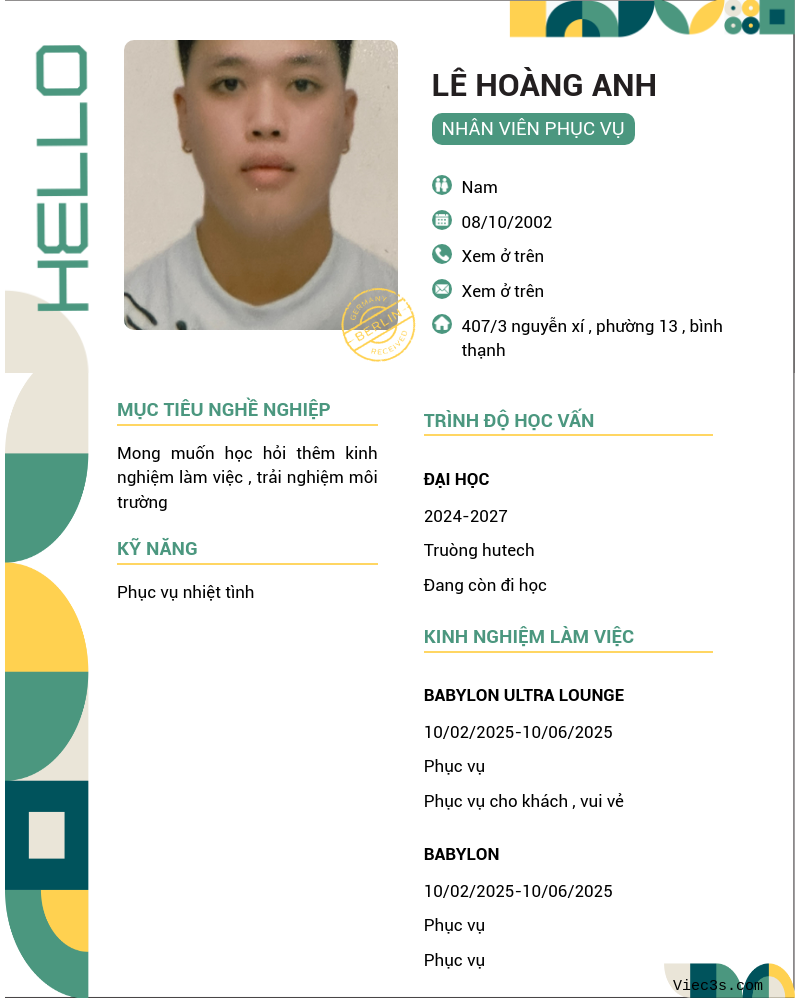 CV ứng viên
