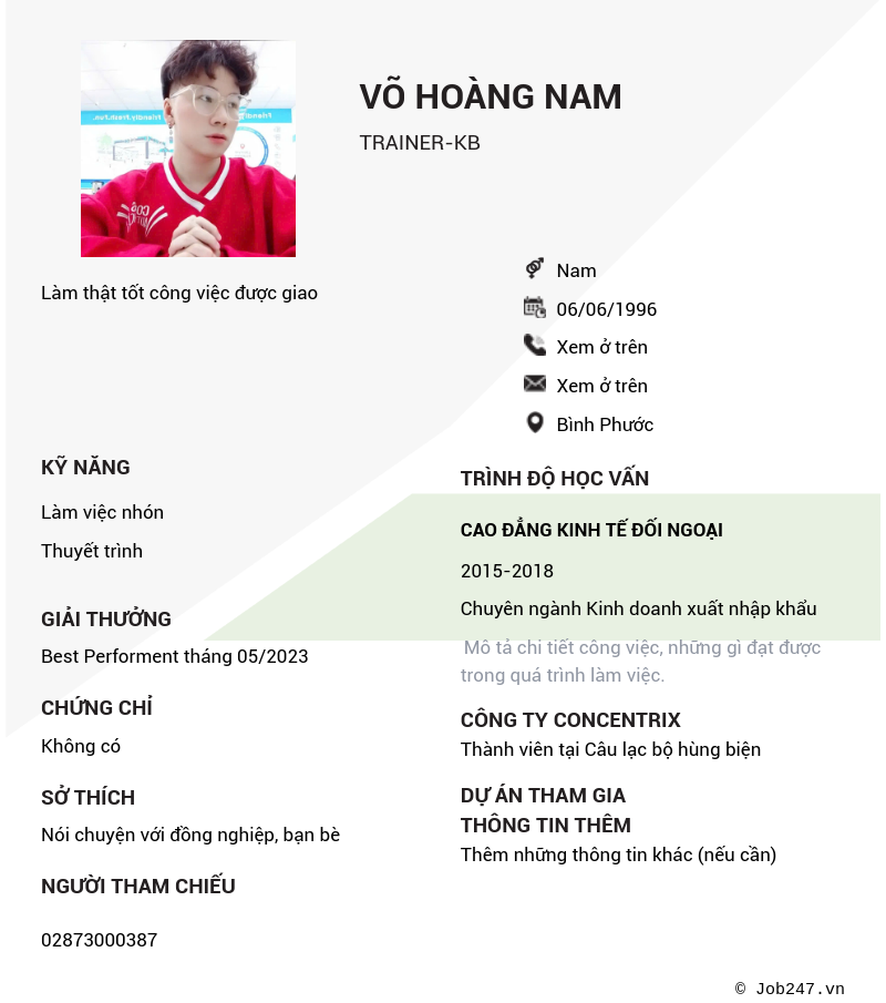 CV ứng viên