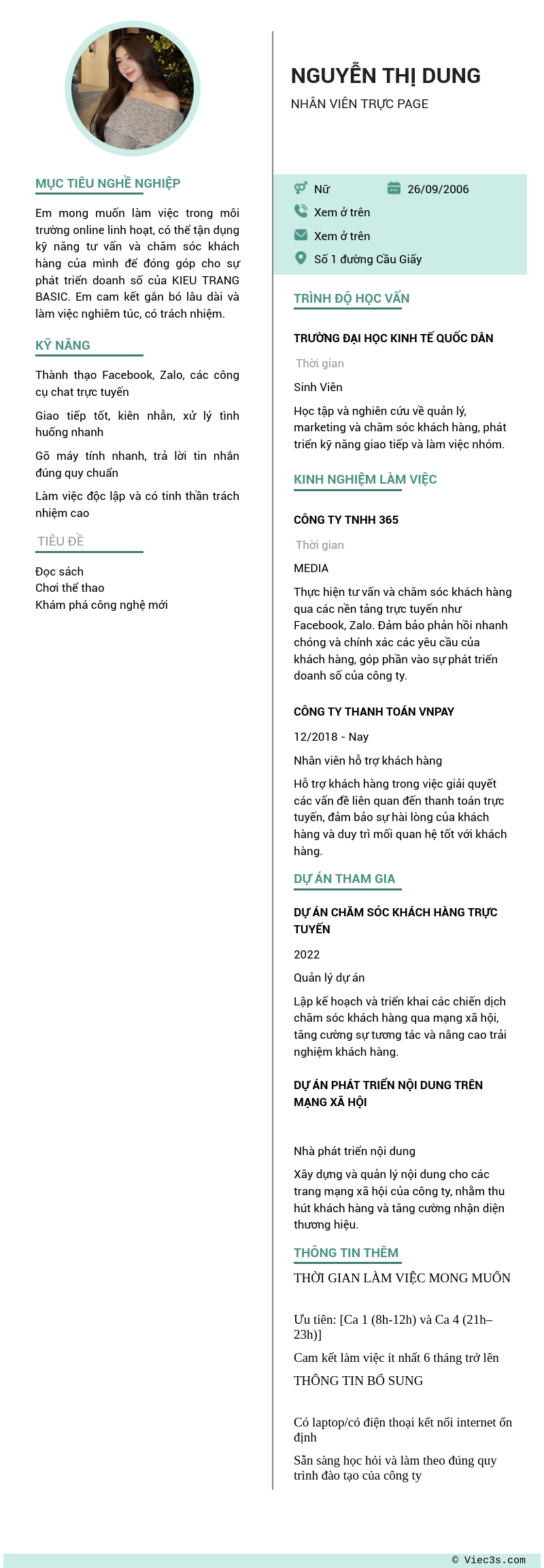 CV ứng viên
