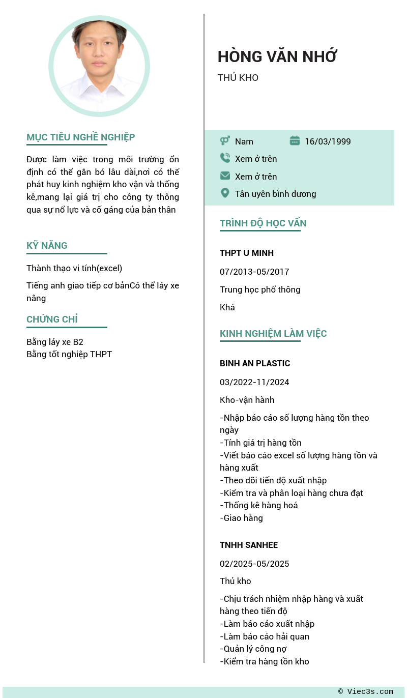CV ứng viên