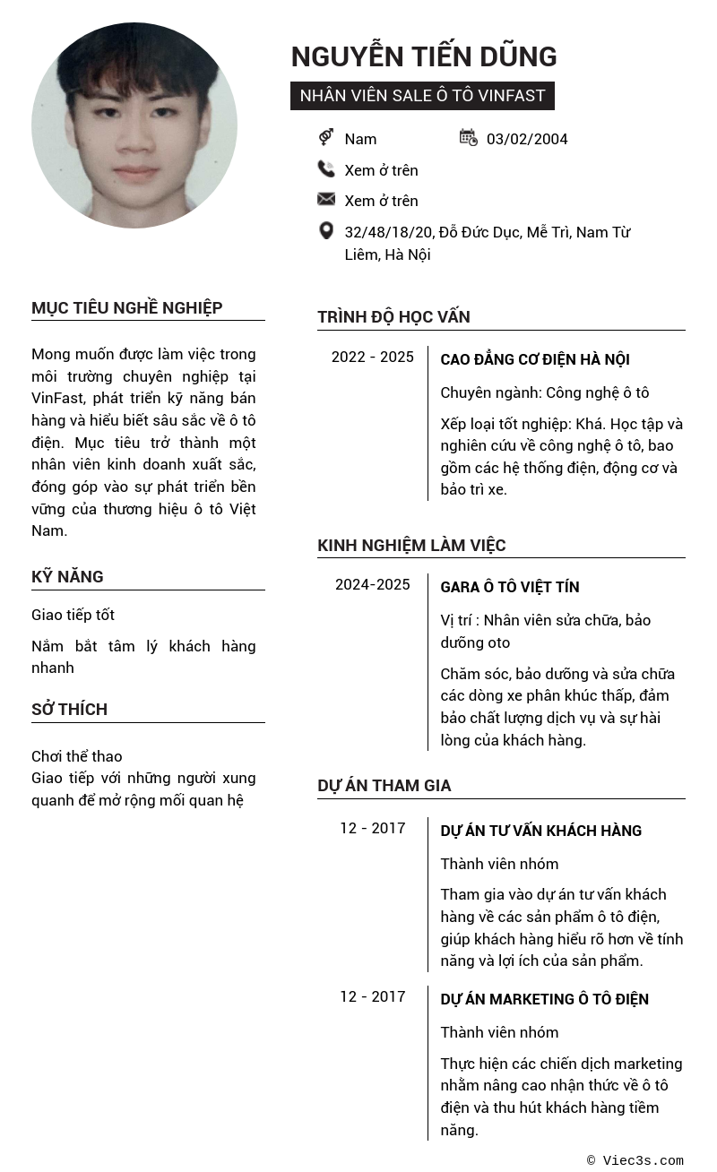 CV ứng viên