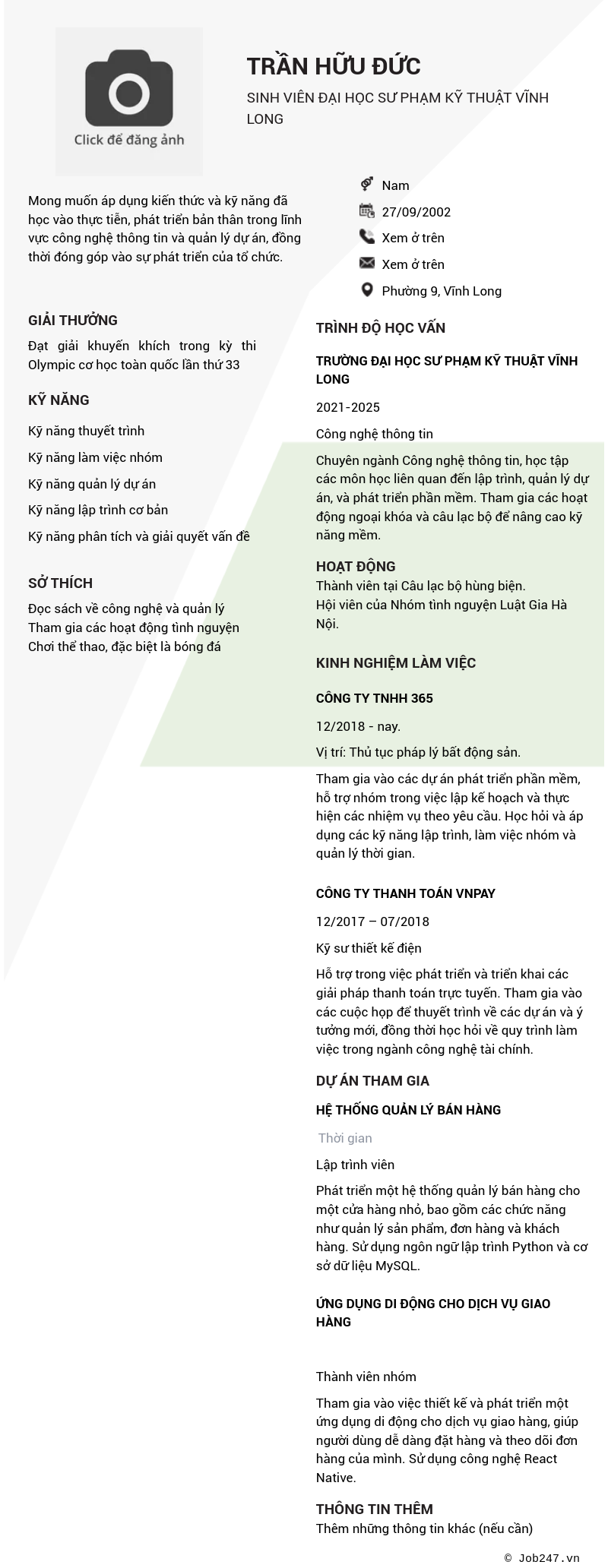 CV ứng viên