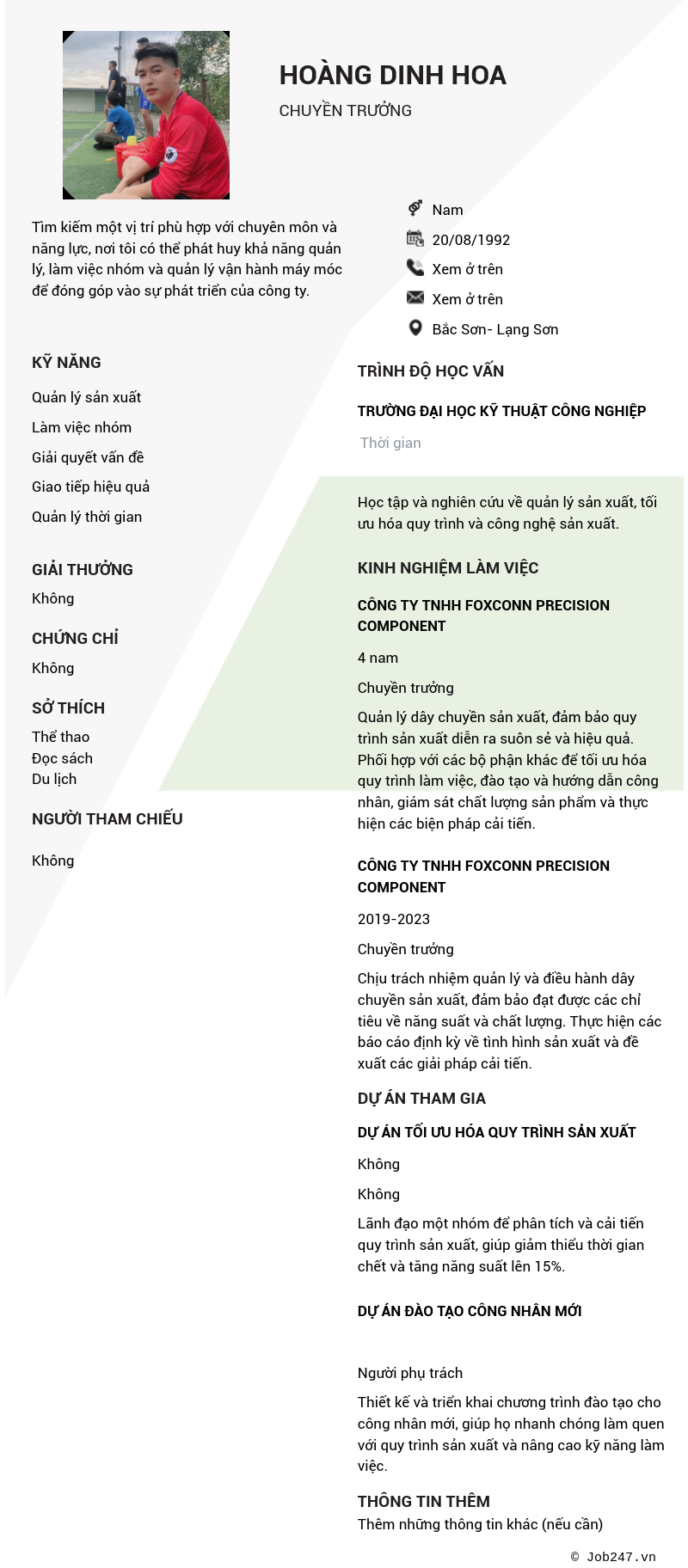 CV ứng viên