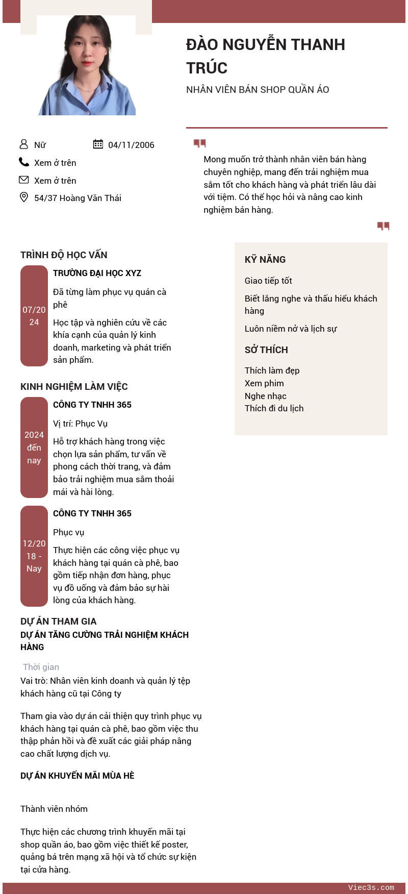 CV ứng viên