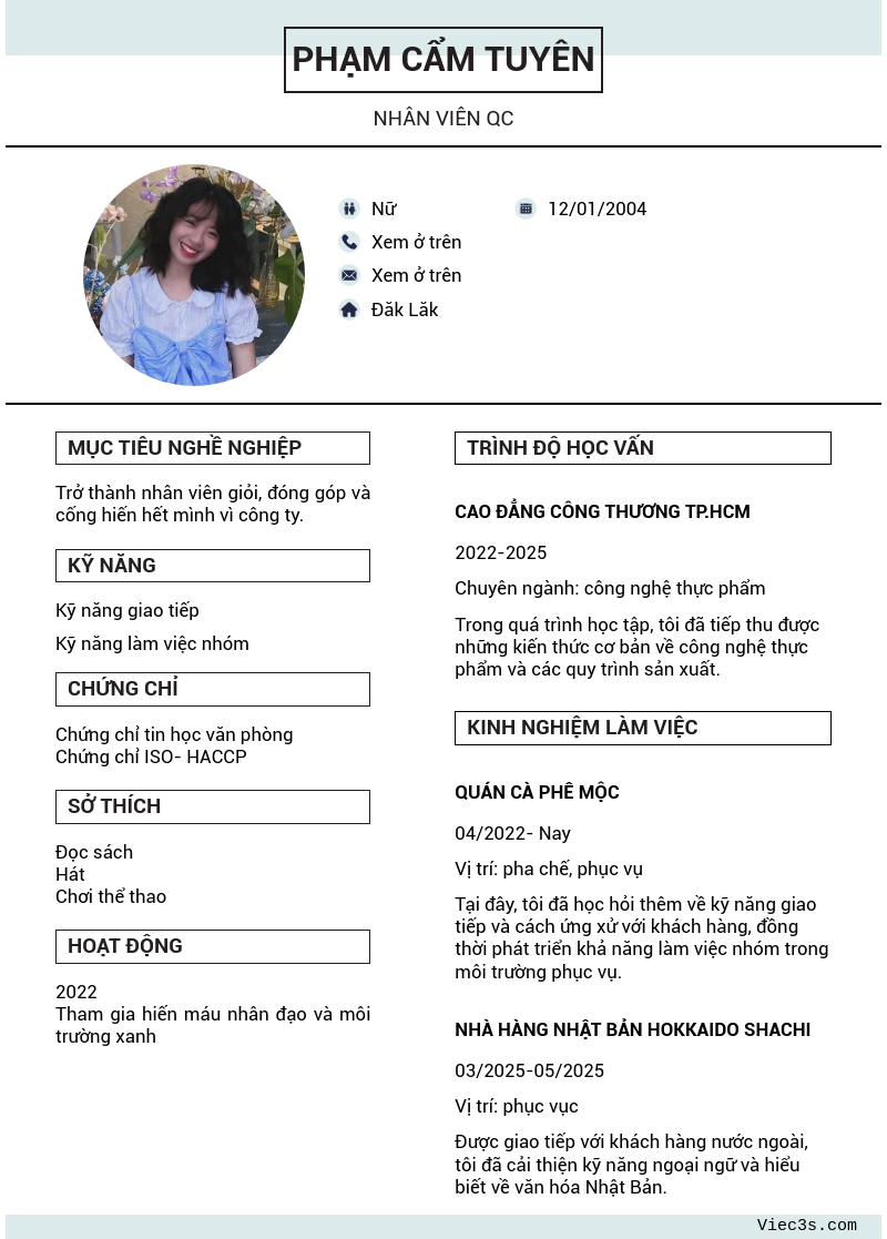 CV ứng viên